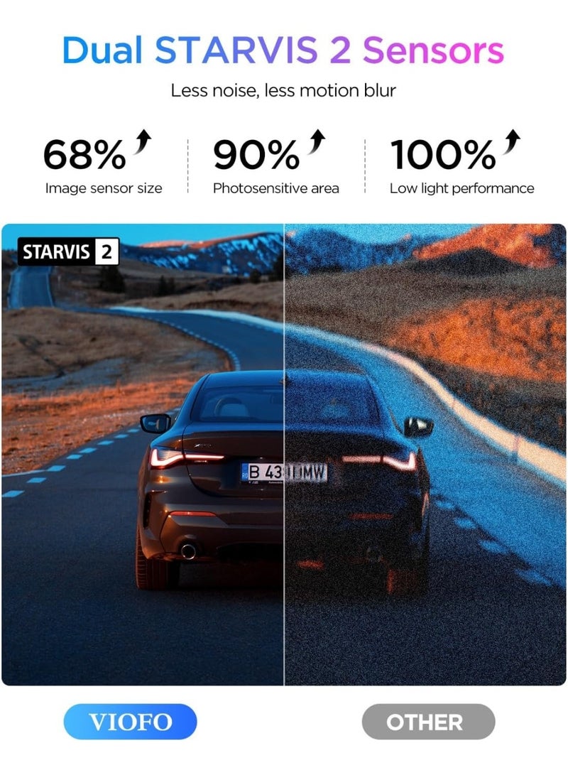 Viofo A329S 2CH 4K Dash Camera for Car with GPS – Front & Rear Car Dash Cam, Sony Sensor, Wi-Fi 6, 24/7 Parking Mode, Car Dash Camera / Dashcam - Image 3